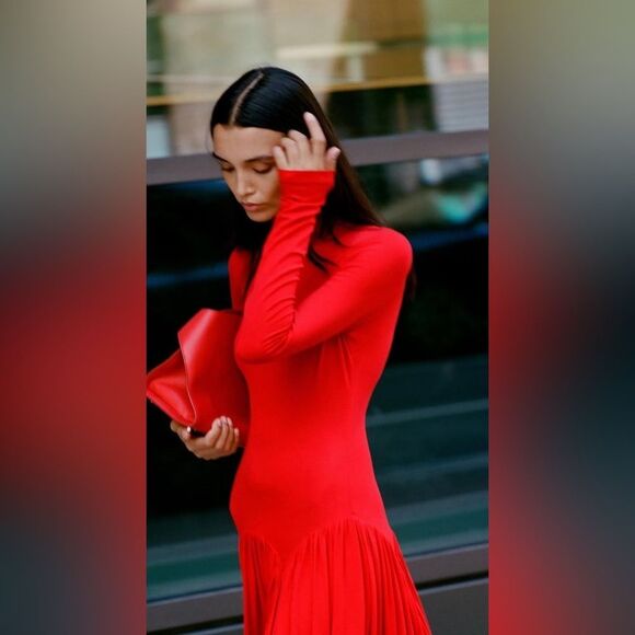 DSQUARED2 Red Orange Asymmetrical Mini Dress Size 44 IT Medium $414 Luxury - Picture 2 of 5